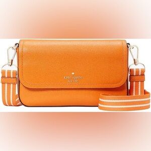 NWT KATE SPADE rosie leather pebbled small fl KA646 ORANGE crossbody purse.